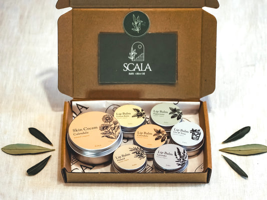 Gift box deluxe - 6 lip balms + skin cream