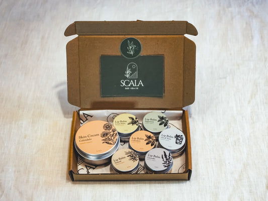 Gift box deluxe - 6 lip balms + skin cream
